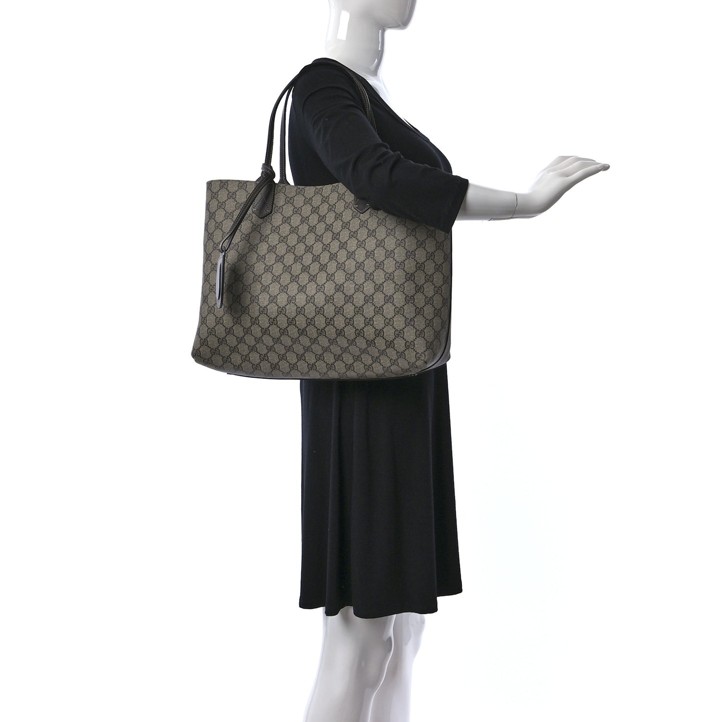 Calfskin GG Supreme Monogram Medium Reversible Tote Dark Brown