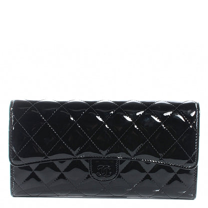 Chanel Patent Quilted Travel Wallet Black 1 of 10