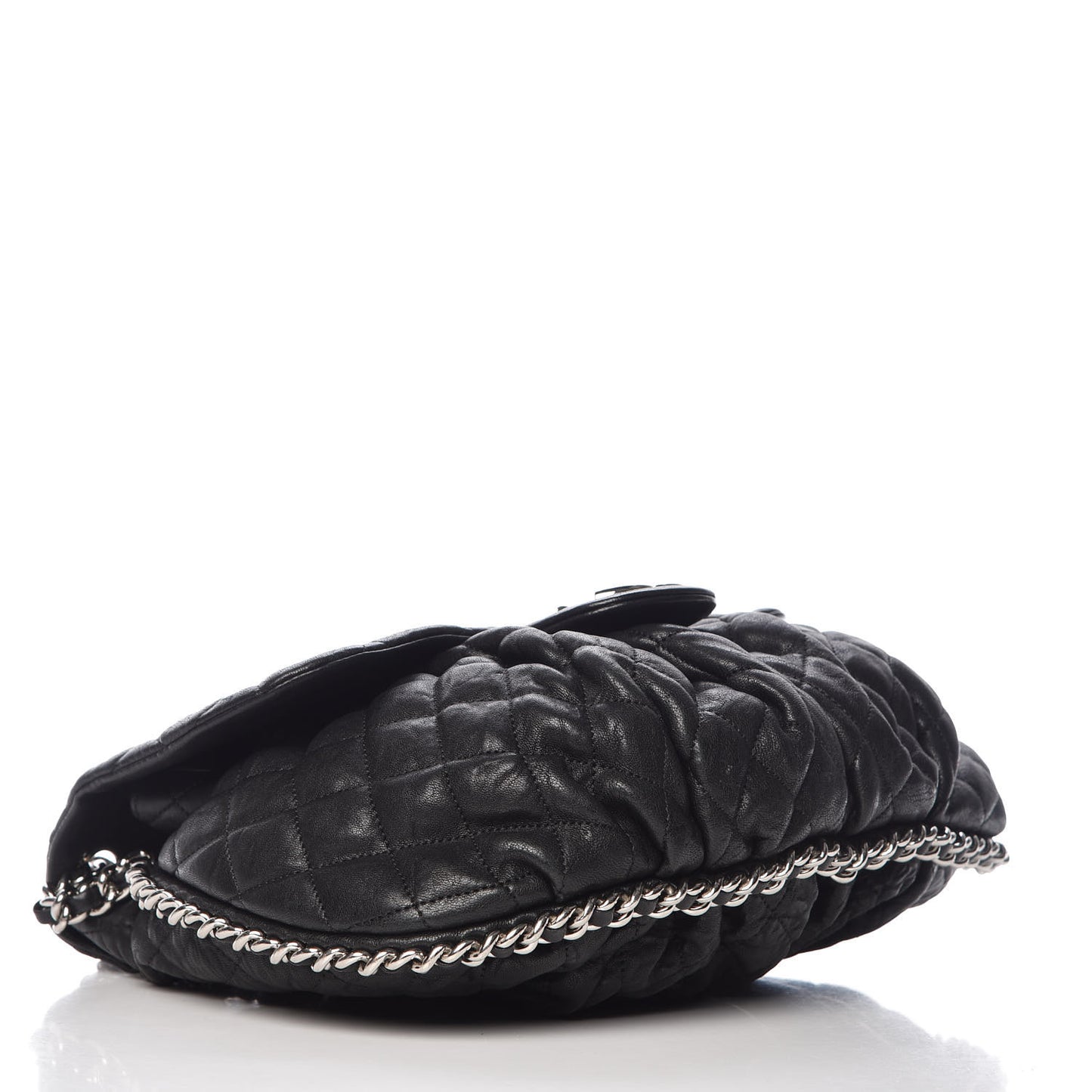 Washed Lambskin Quilted Large Chain Around Messenger Black