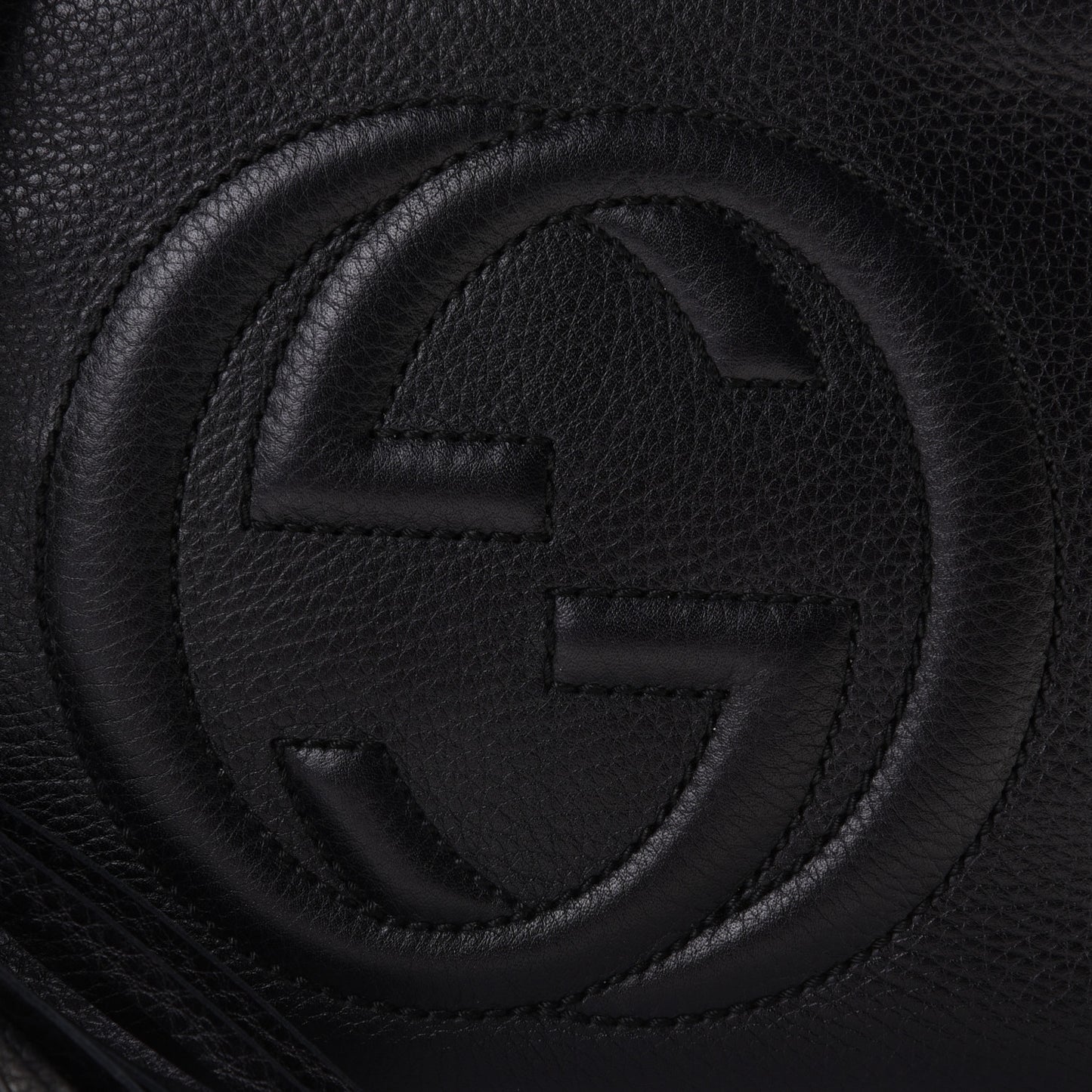 Pebbled Calfskin Small Soho Disco Bag Black