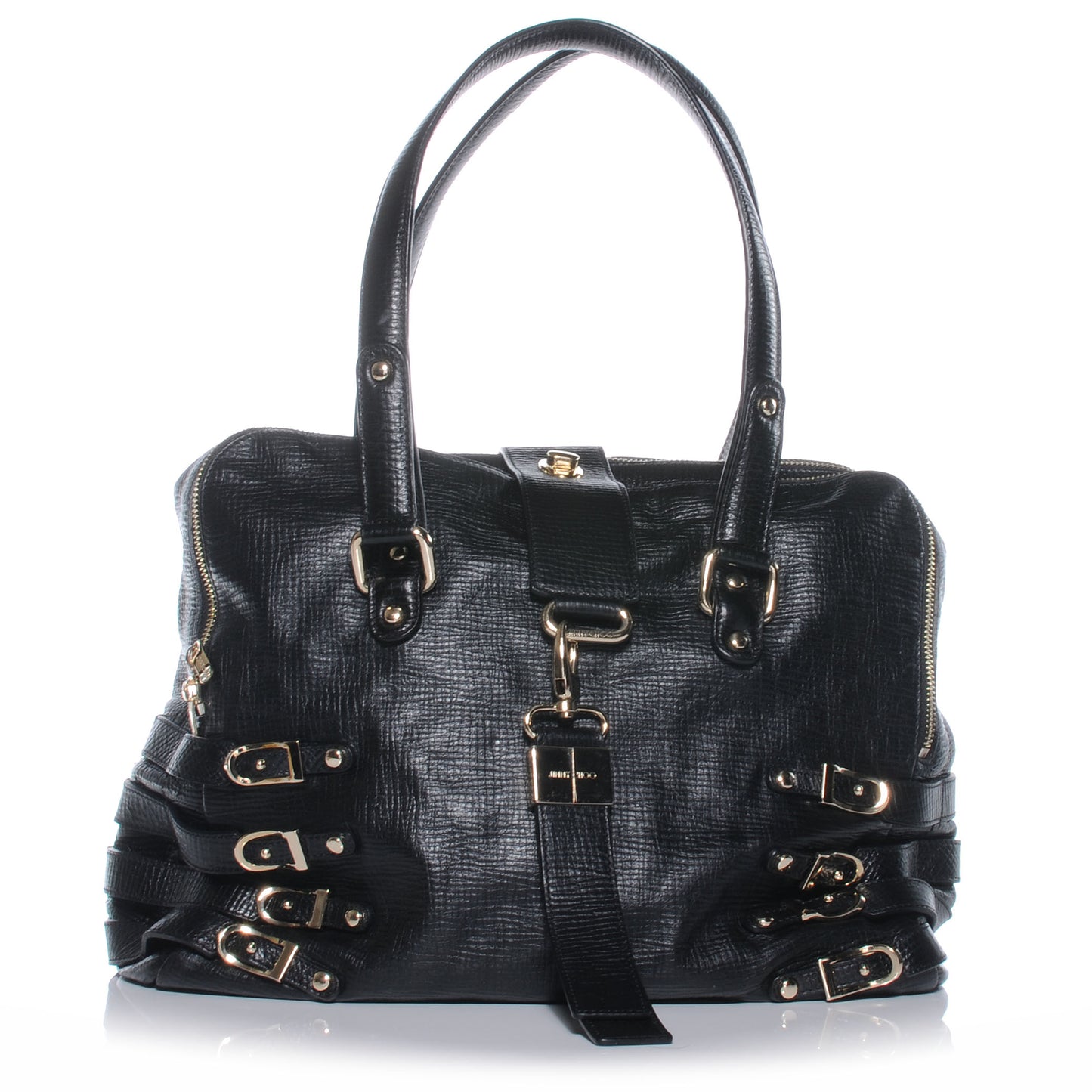 Textured Leather Blythe M Handbag Black