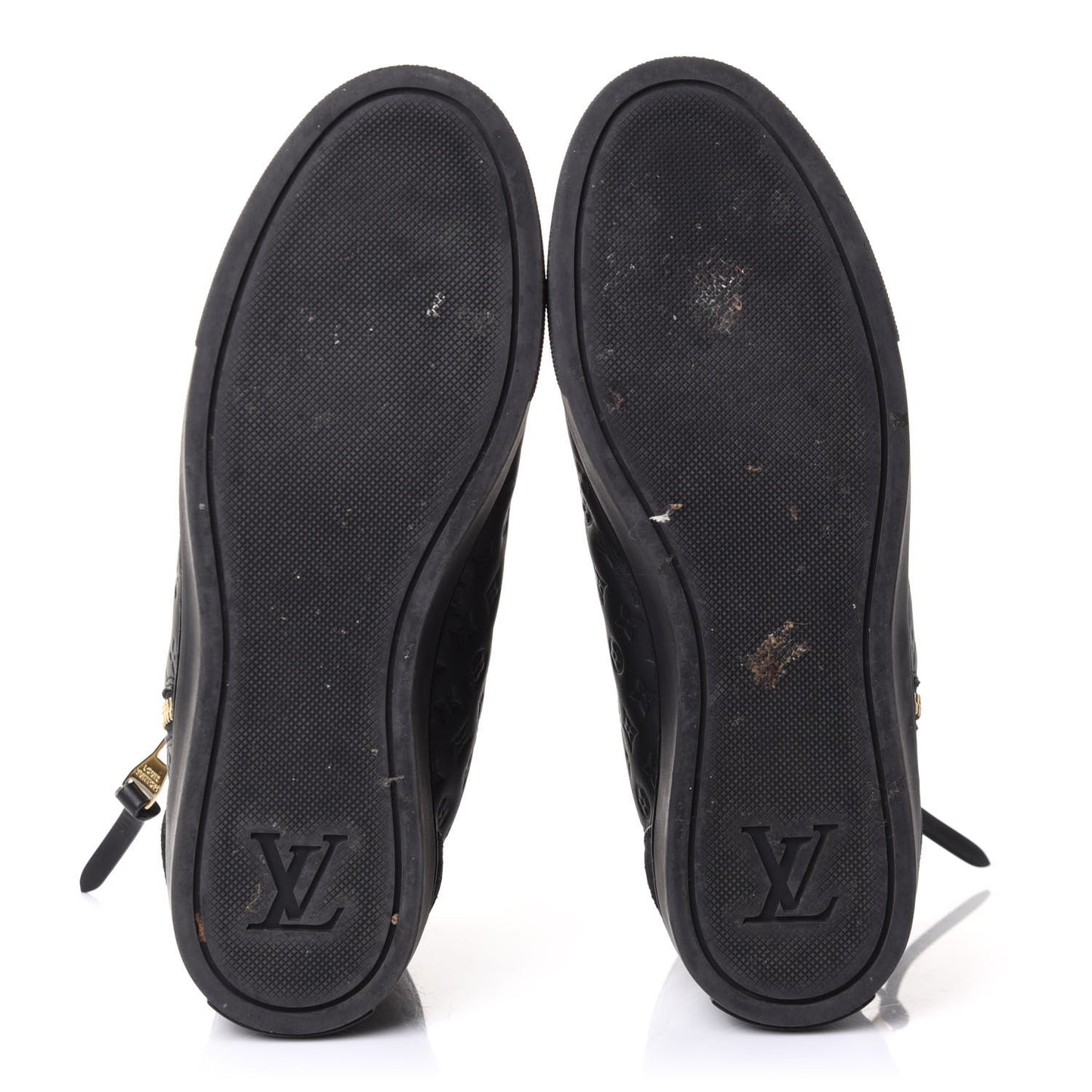 Calfskin Embossed Monogram Punchy High Top Sneakers 35.5 Black