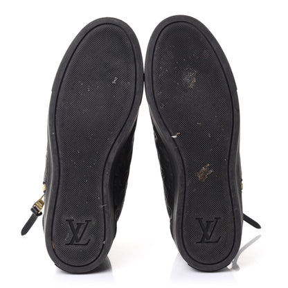 Louis Vuitton Calfskin Embossed Monogram Punchy High Top Sneakers 35.5 Black 6 of 9