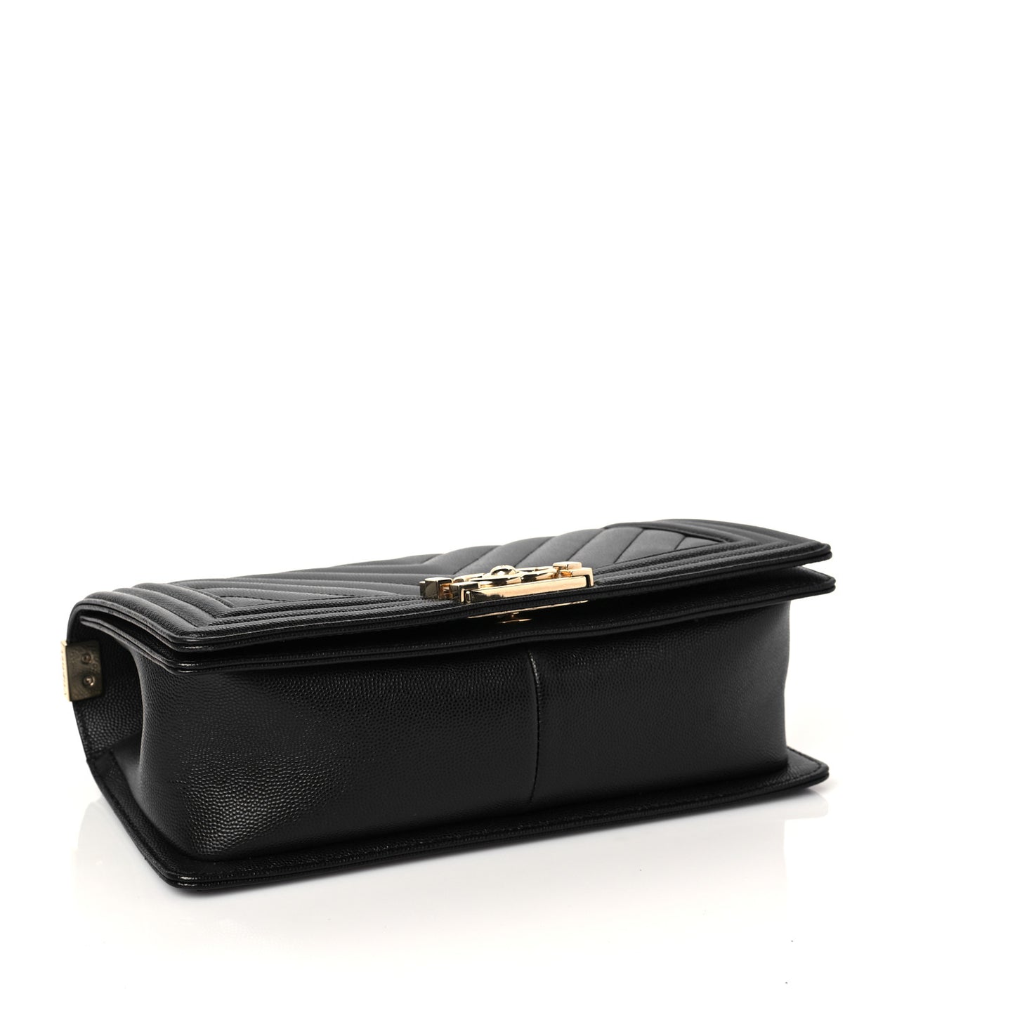 Caviar Chevron Quilted Medium Boy Flap Black