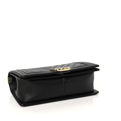 Chanel Caviar Chevron Quilted Medium Boy Flap Black 4 of 9