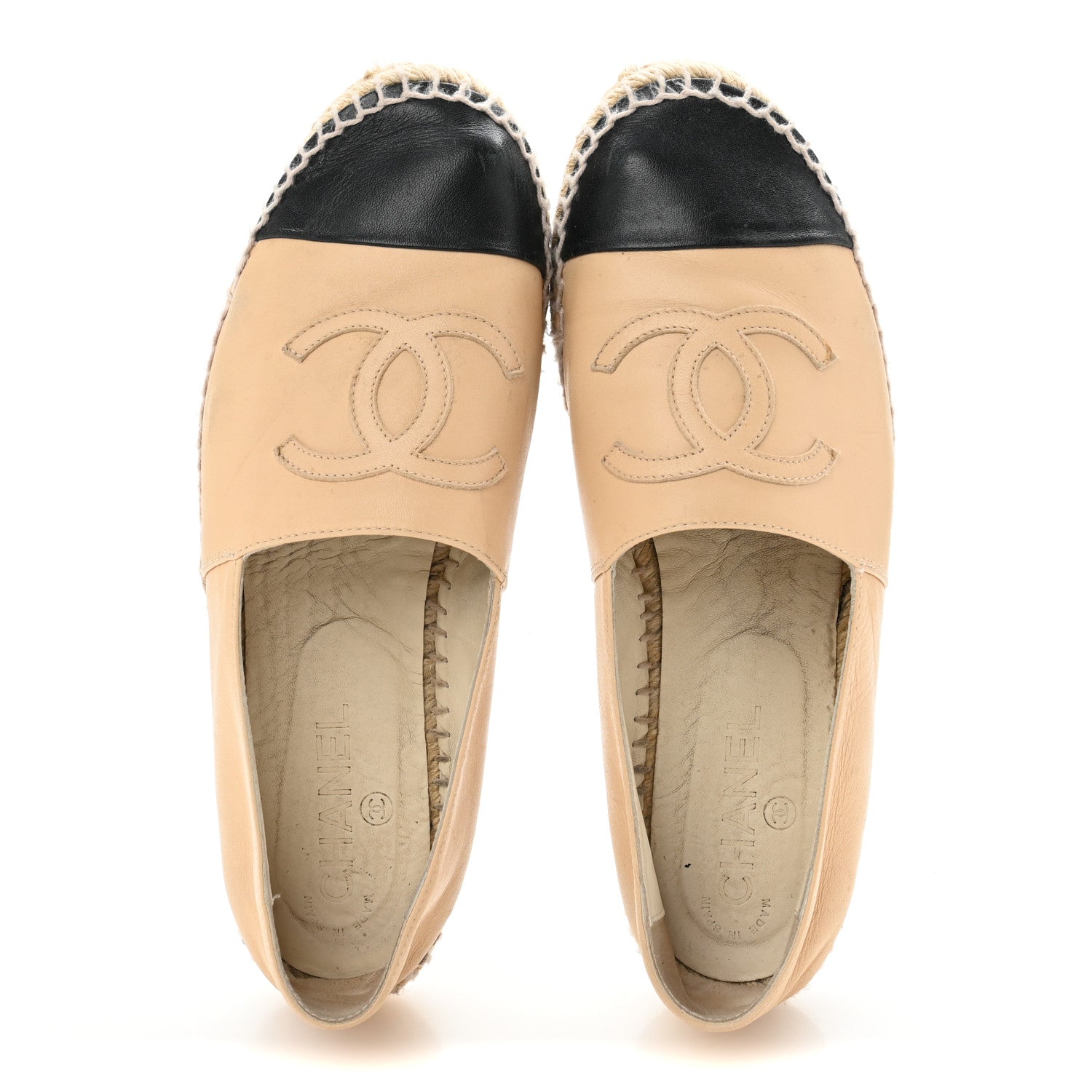 Chanel Lambskin CC Espadrilles 39 Beige Black 2 of 11
