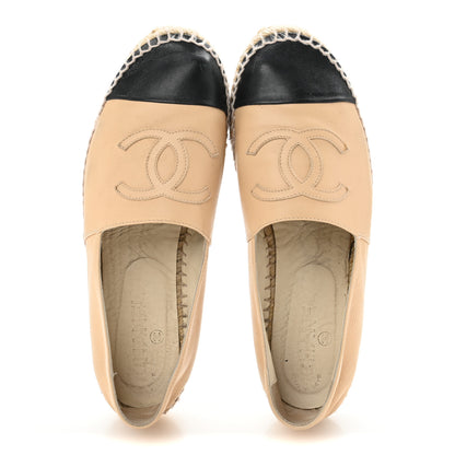 Chanel Lambskin CC Espadrilles 39 Beige Black 2 of 11
