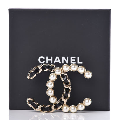 Chanel Lambskin Pearl CC Chain Brooch Black Gold 5 of 5