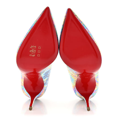 Christian Louboutin Kid Metallic Snakeskin Hot Chick 100 Pumps 36 Multicolor Silver 5 of 8