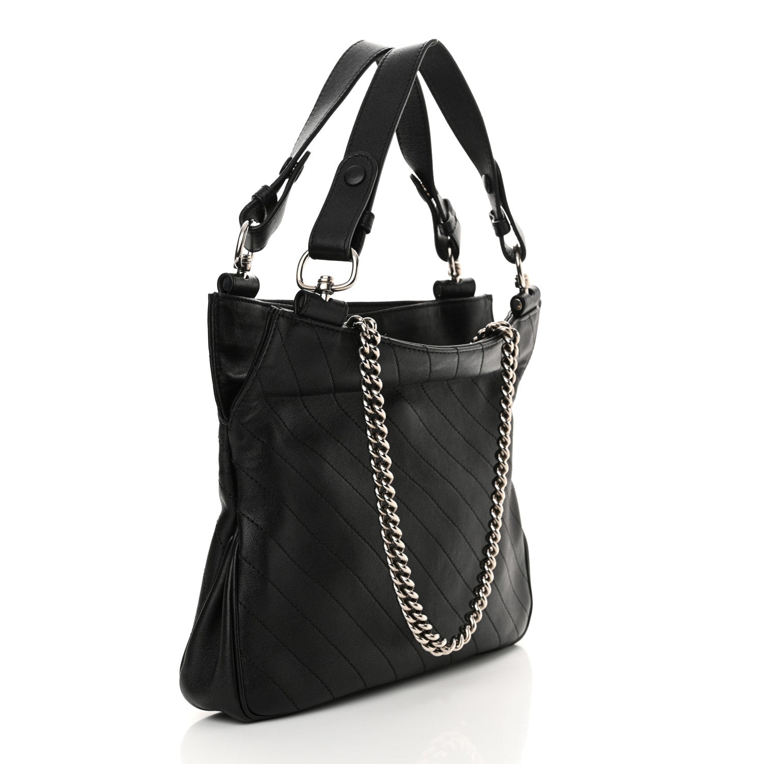 Gucci Sakai Be Green Calfskin Diagonal Stitched Small Blondie Tote Black 3 of 10