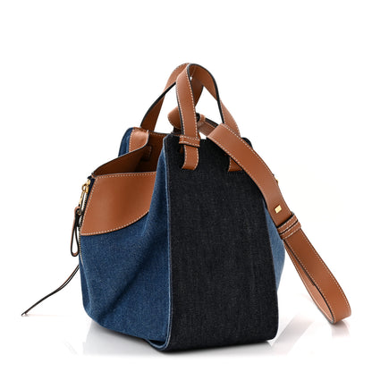 Loewe Calfskin Denim Small Hammock Shoulder Bag Blue Tan 3 of 12