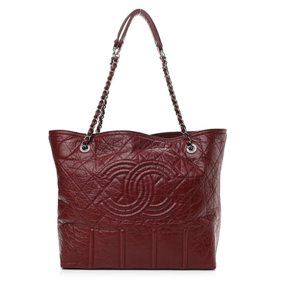 Chanel Aged Calfskin Large Shopping In Moscow Tote Burgundy 1 of 10