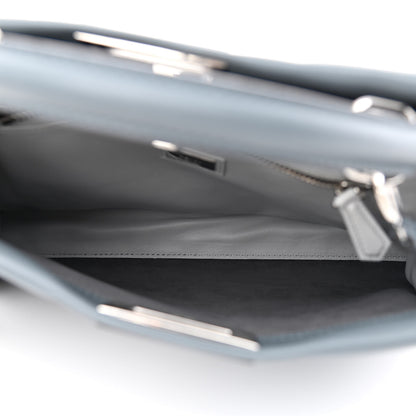 Fendi Vitello Seta Shiny Nappa Medium Peekaboo Iconic Satchel Tempesta Grigio Perla 6 of 11