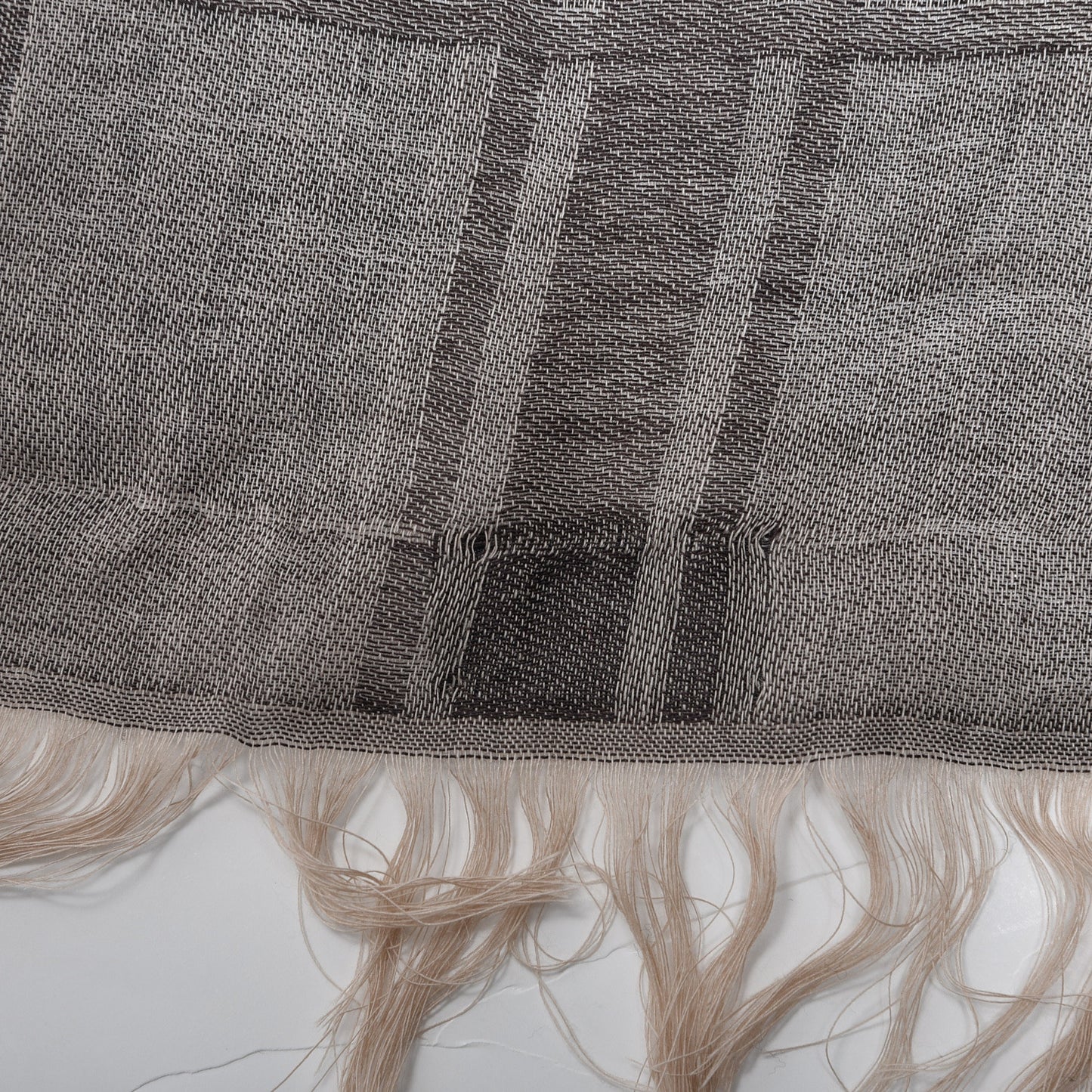 Wool Silk GG Monogram Diamante Plaid Surviee Shawl Beige Dark Brown