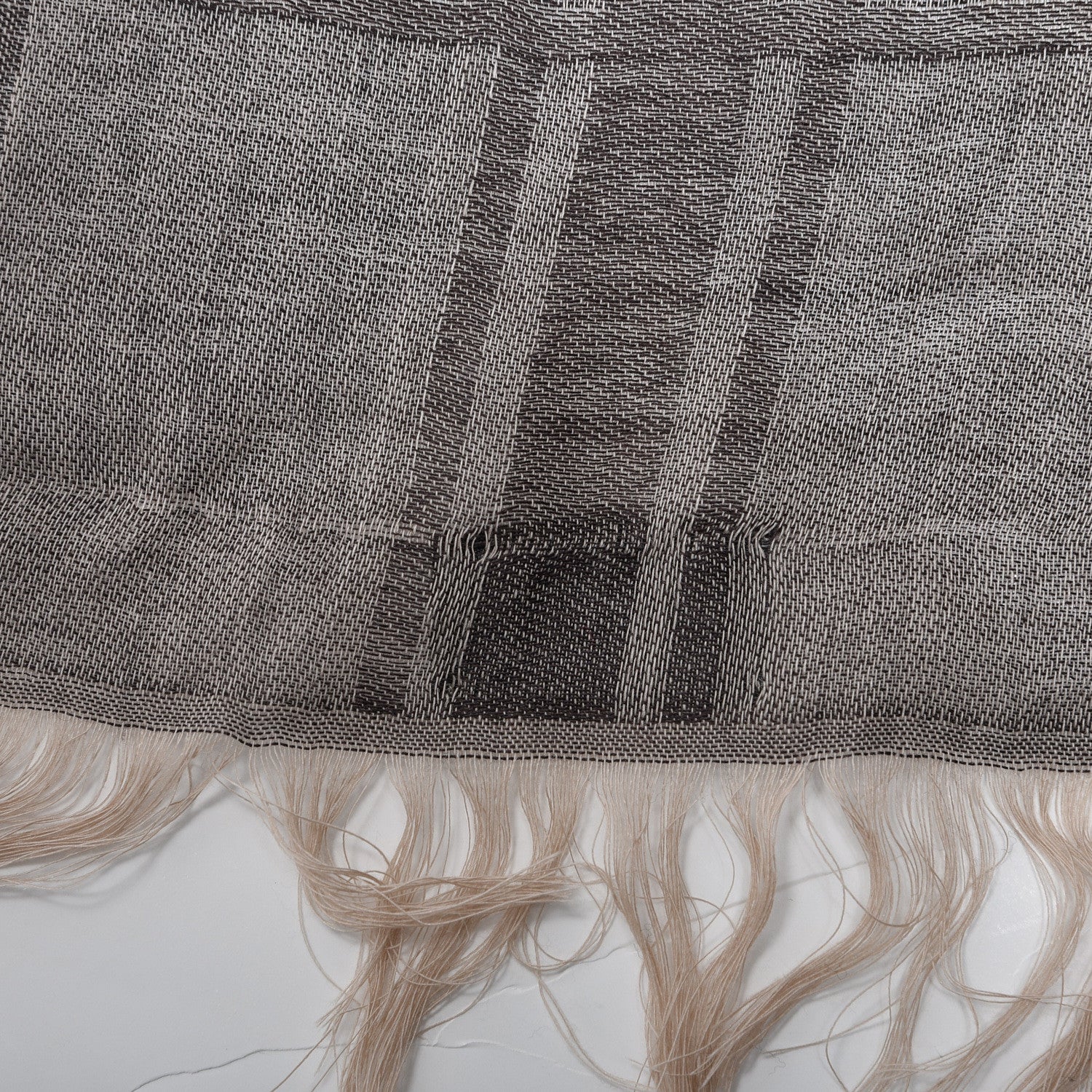 Gucci Wool Silk GG Monogram Diamante Plaid Surviee Shawl Beige Dark Brown 2 of 3