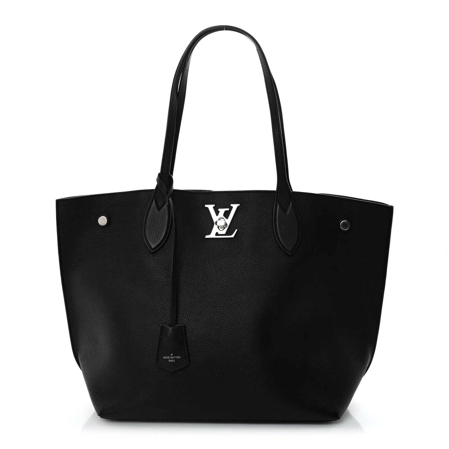 Calfskin Lockme Go Tote Black