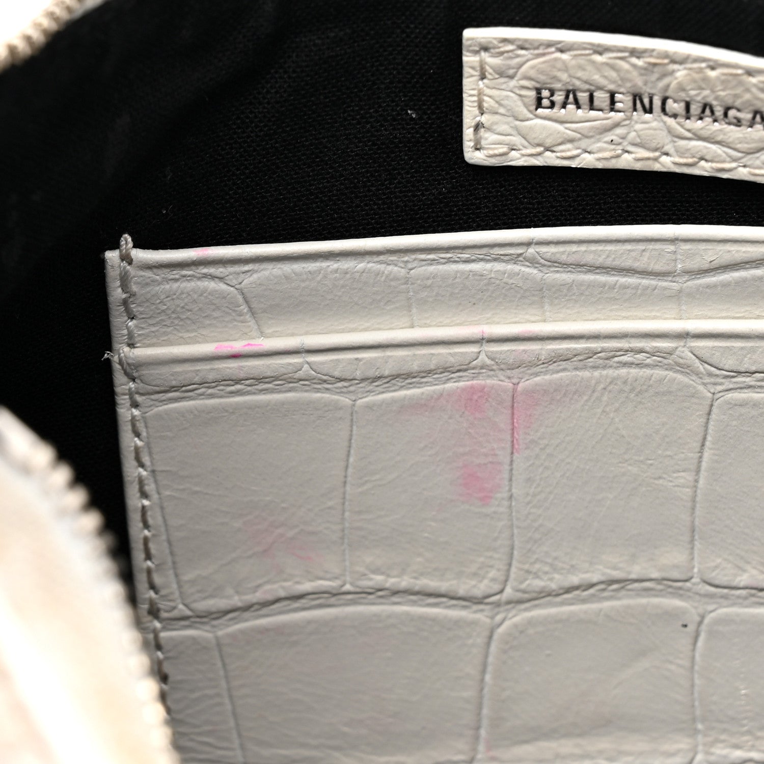 Balenciaga Extra Supple Calfskin Crocodile Embossed Le Cagole Mini Purse With Chain White 10 of 14