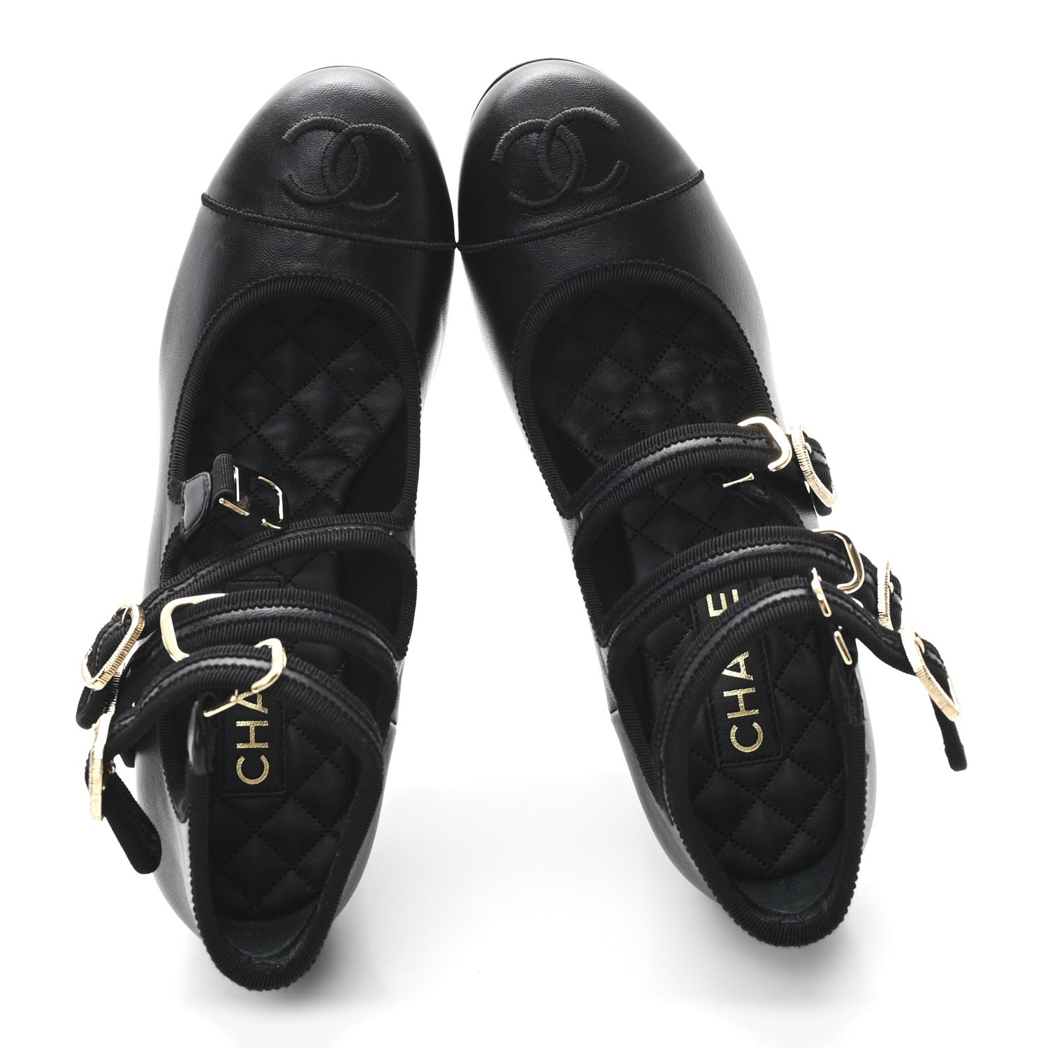 Chanel Lambskin Grosgrain Metal Mary Jane Pumps 39 Black 2 of 10
