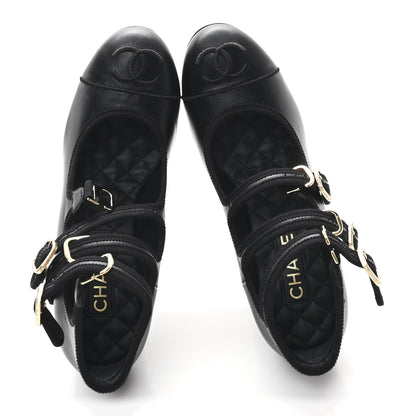 Chanel Lambskin Grosgrain Metal Mary Jane Pumps 39 Black 2 of 10
