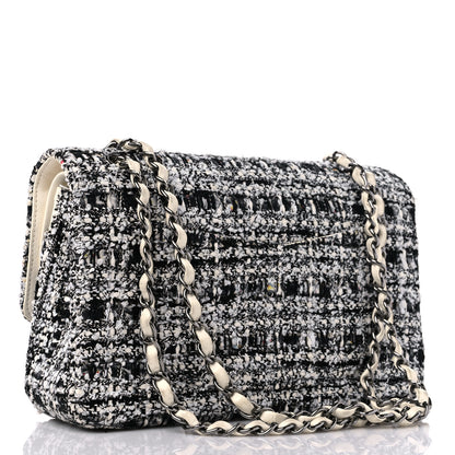 Chanel Tweed Quilted Medium Double Flap Black White Ecru 3 of 14