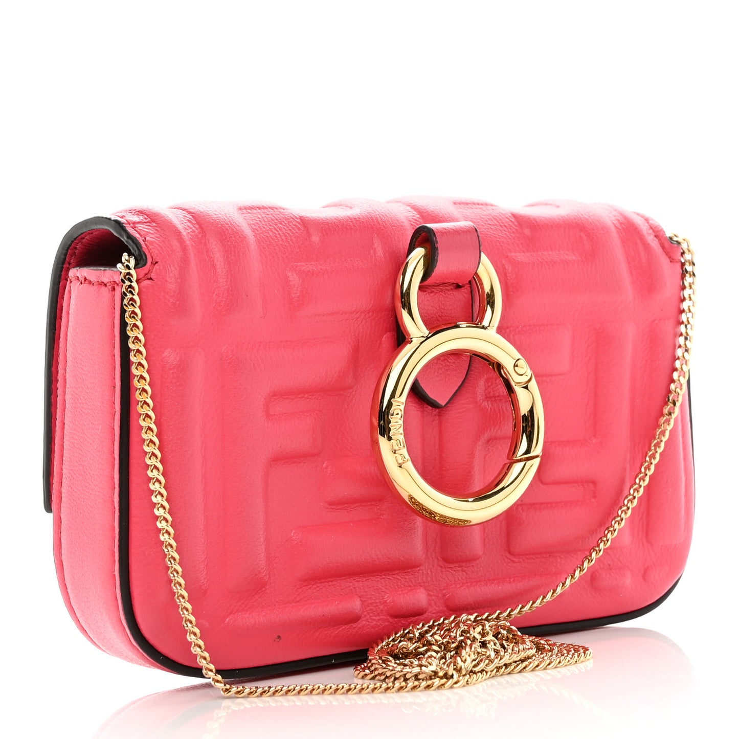 Nappa Matisse FF Embossed Nano Baguette Charm Lampone