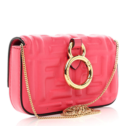 Fendi Nappa Matisse FF Embossed Nano Baguette Charm Lampone 3 of 8