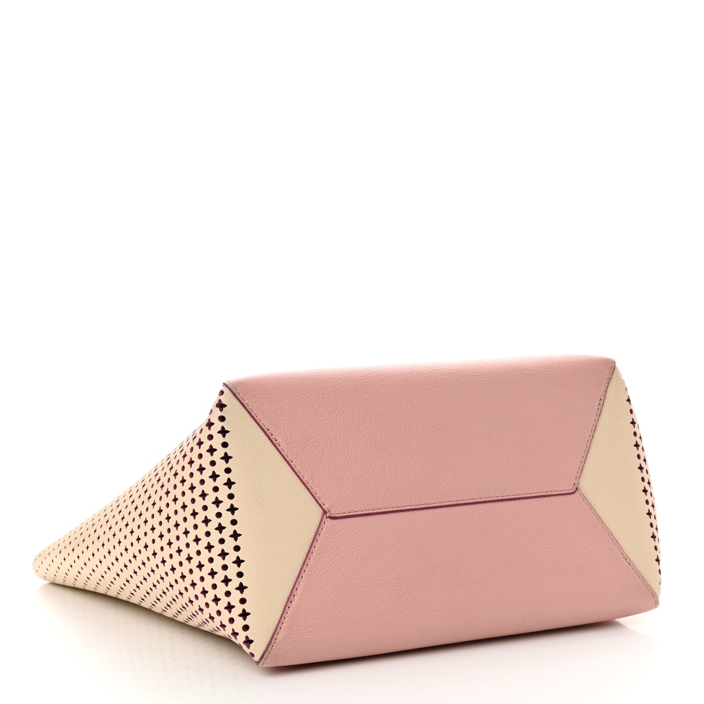 Calfskin Perforated Lockme Cabas Rose Poudre Creme