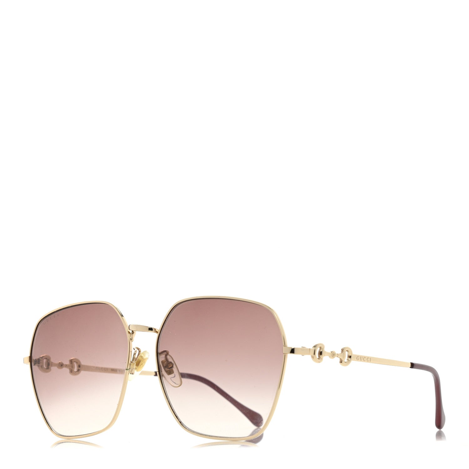 Gucci Metal Horsebit Square Sunglasses GG0882SA Gold 1 of 8