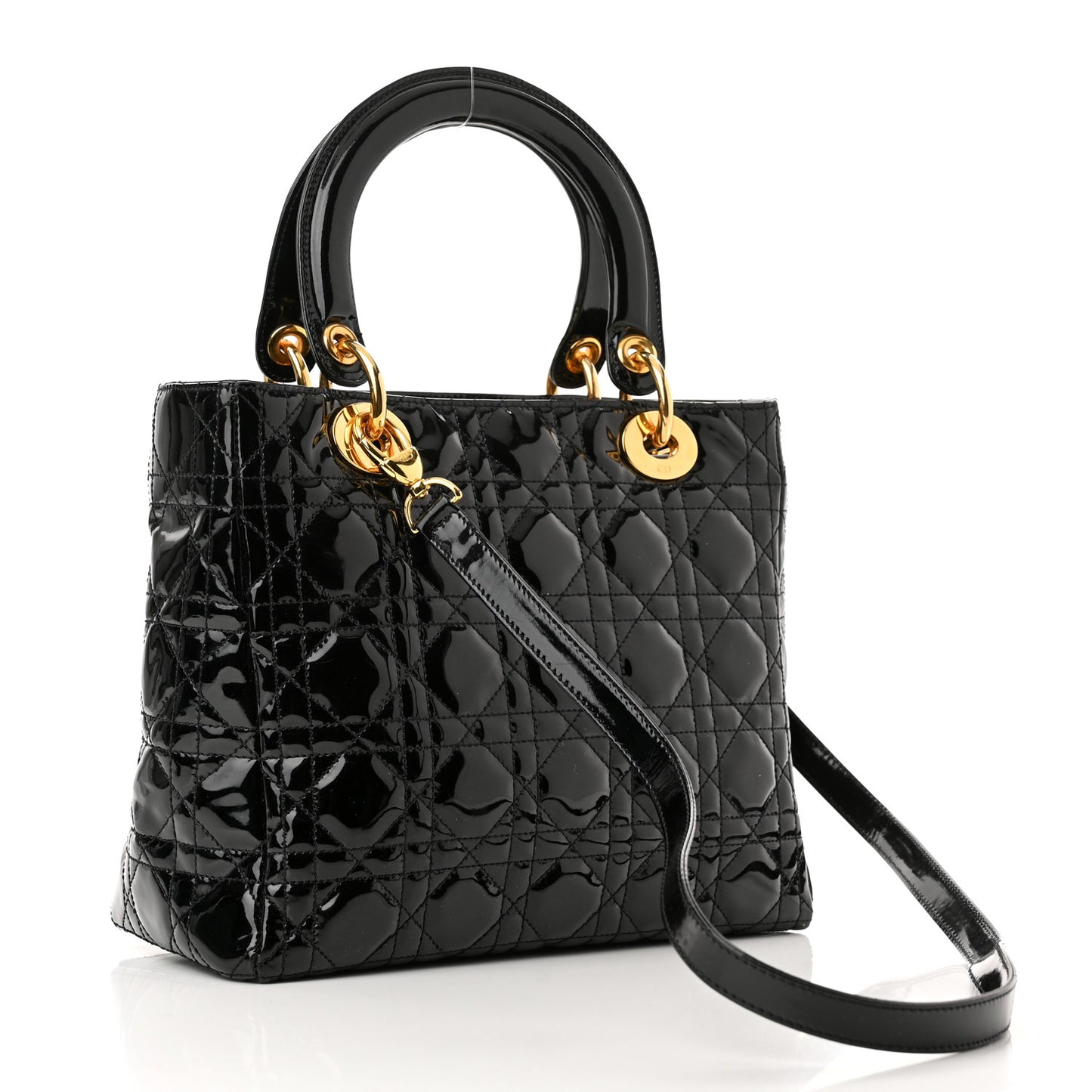 Patent Cannage Medium Lady Dior Black