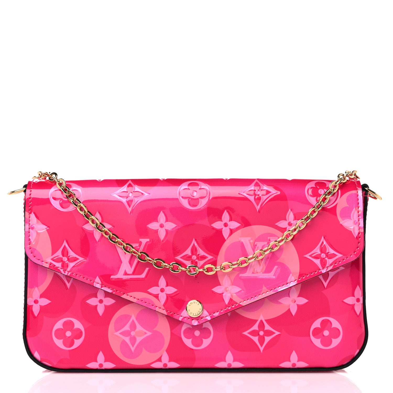 Louis Vuitton Vernis Valentine Pochette Felicie Chain Wallet Fuchsia 3 of 10