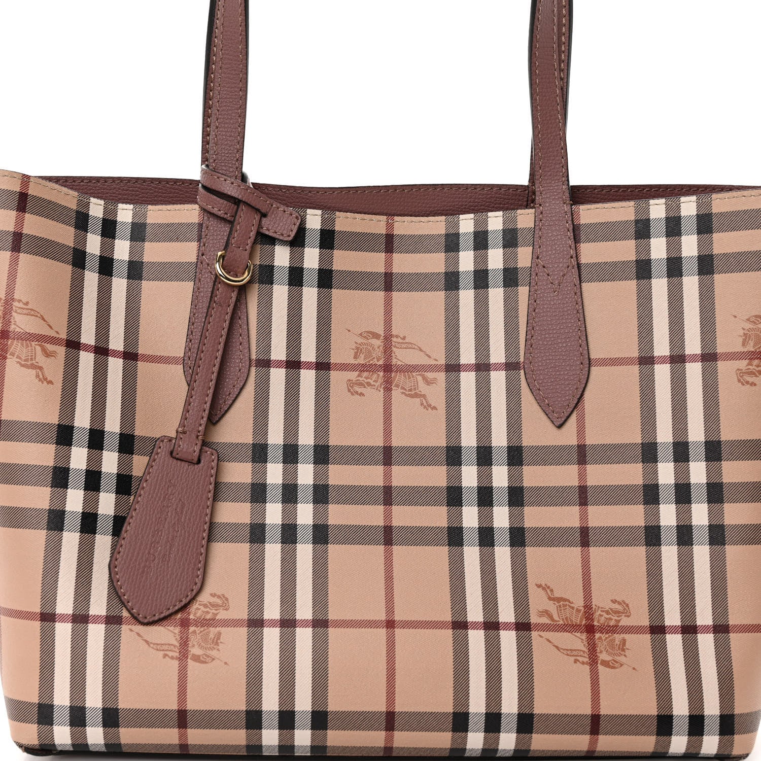 Burberry Grainy Calfskin Haymarket Check Medium Reversible Tote Dusty Pink 10 of 16