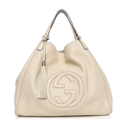 Gucci Pebbled Calfskin Large Soho Shoulder Bag Off White 1 of 9