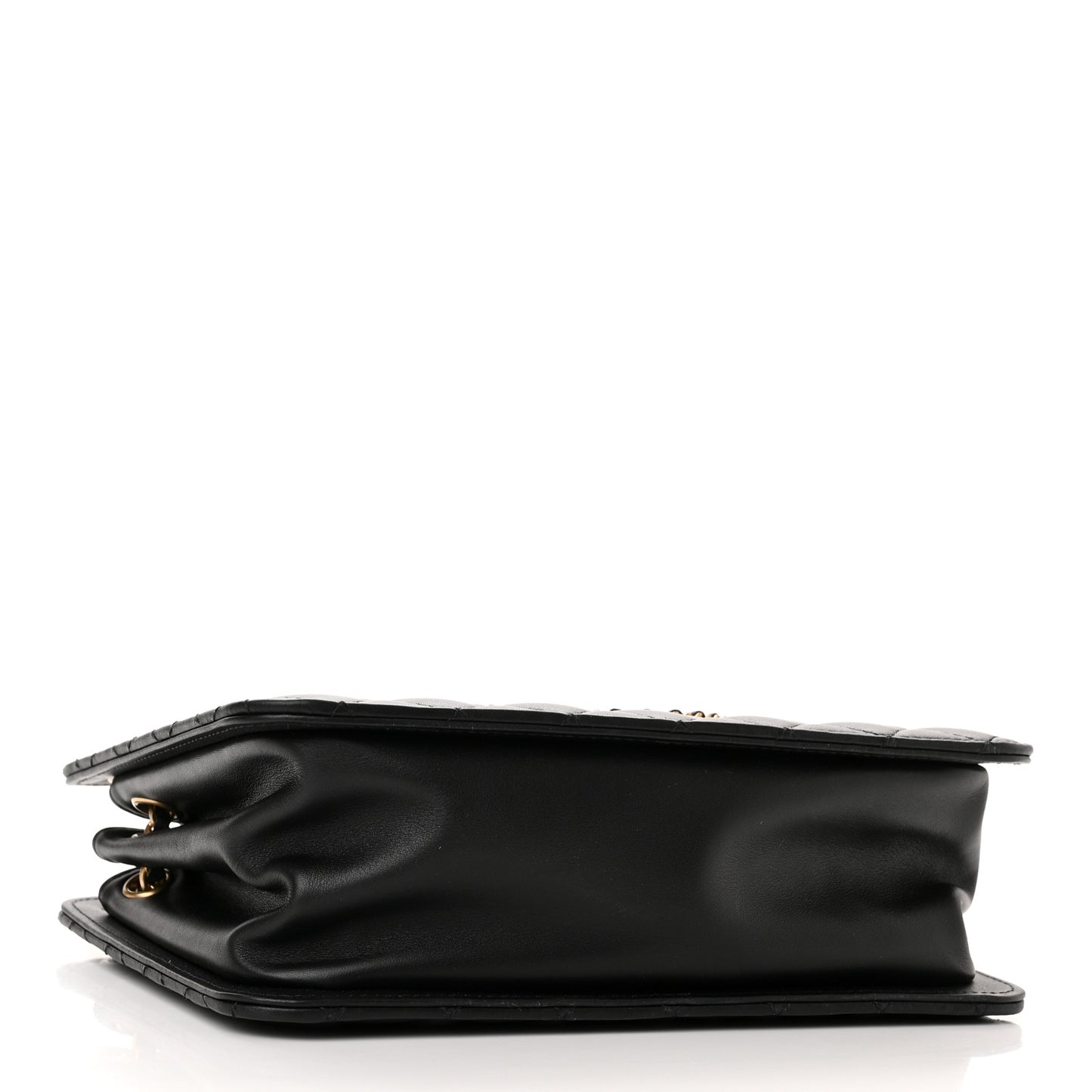 Calfskin Quilted CC Chain Accordion Tote Black