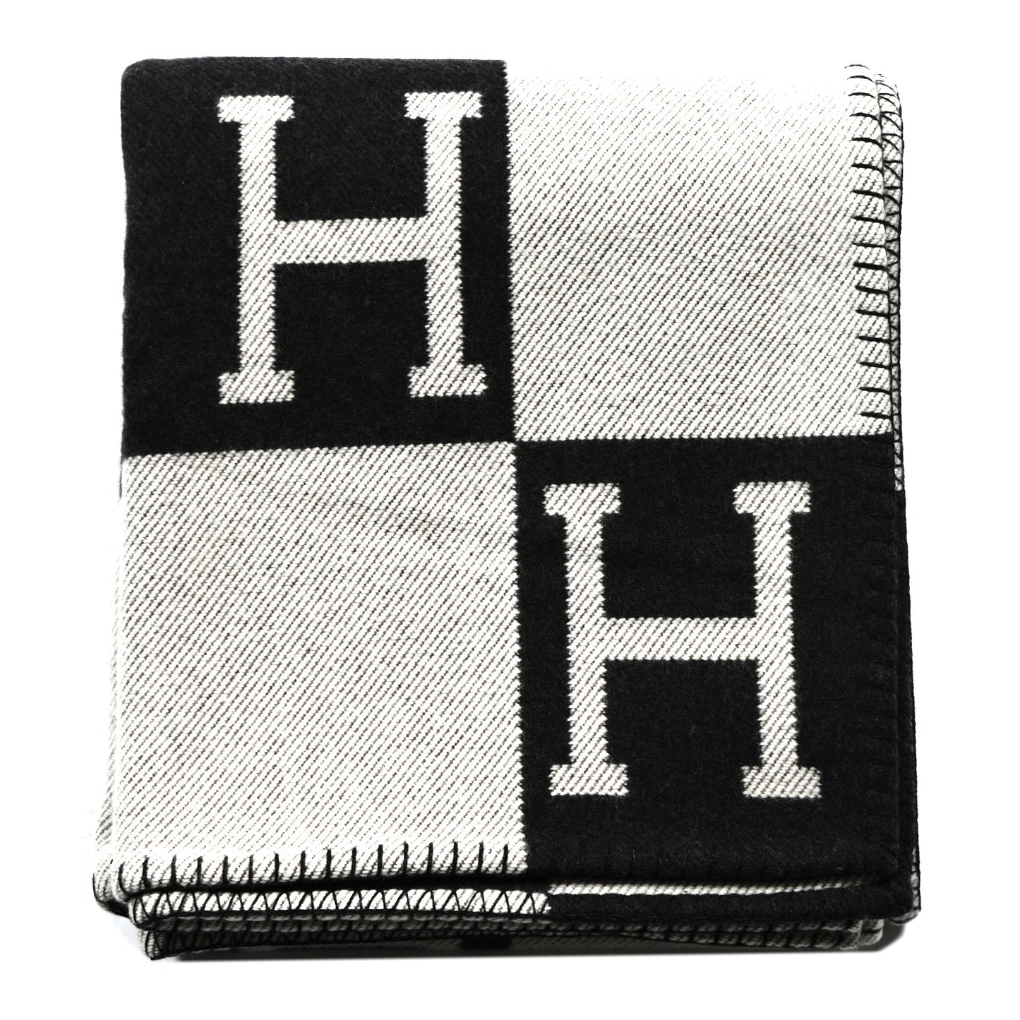 Wool Cashmere Avalon Signature Blanket Ecru Gris Fonce