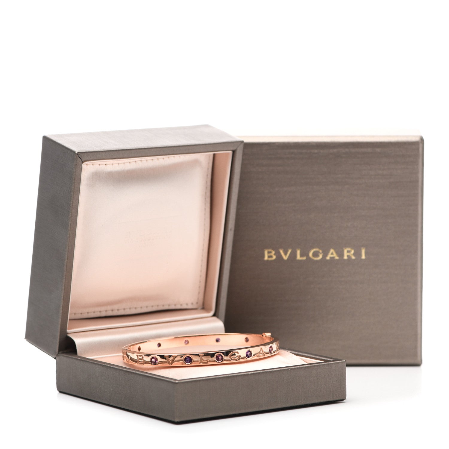 Bulgari 18K Rose Gold Amethyst Pink Sapphire BVLGARI BVLGARI Bangle Bracelet M 6 of 6