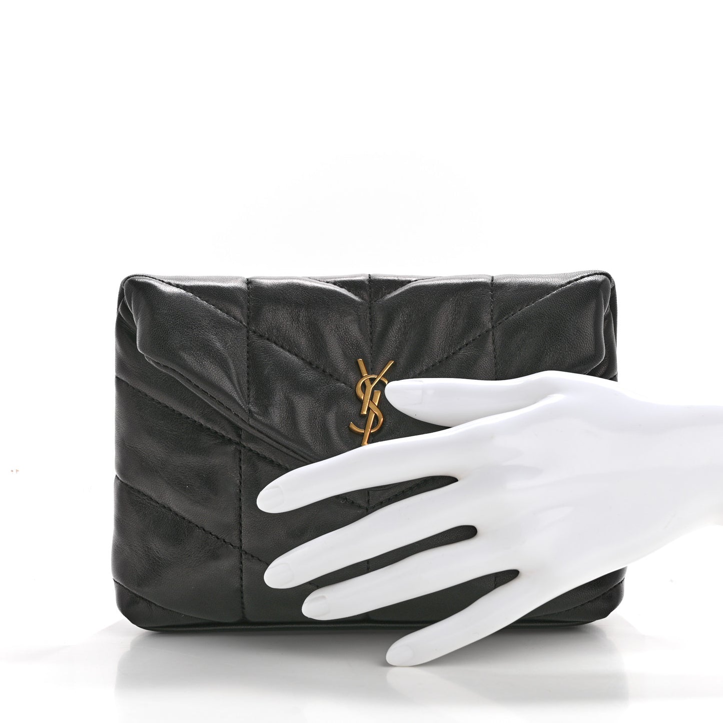 Lambskin Monogram Loulou Puffer Pouch Clutch Black