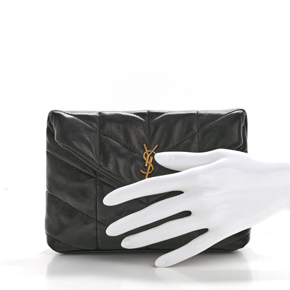 Saint Laurent Lambskin Monogram Loulou Puffer Pouch Clutch Black 3 of 9