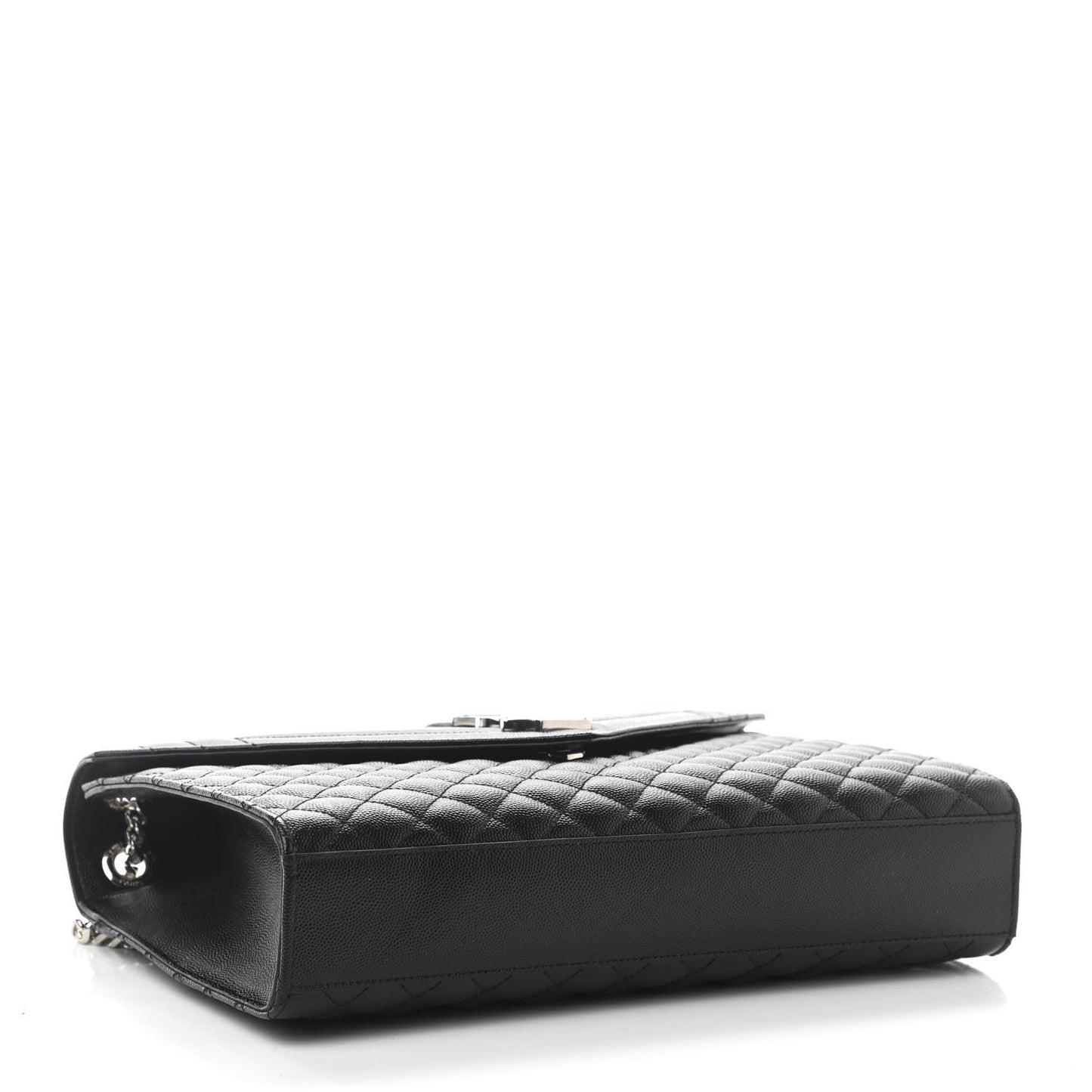 Grain De Poudre Textured Mixed Matelasse Large Triquilt Monogram Satchel Black