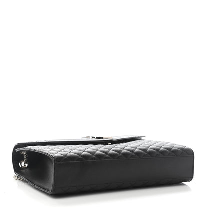 Saint Laurent Grain De Poudre Textured Mixed Matelasse Large Triquilt Monogram Satchel Black 4 of 11