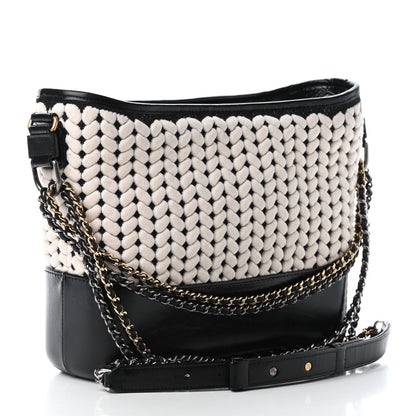 Chanel Wool Calfskin Medium Gabrielle Hobo Black White 2 of 9