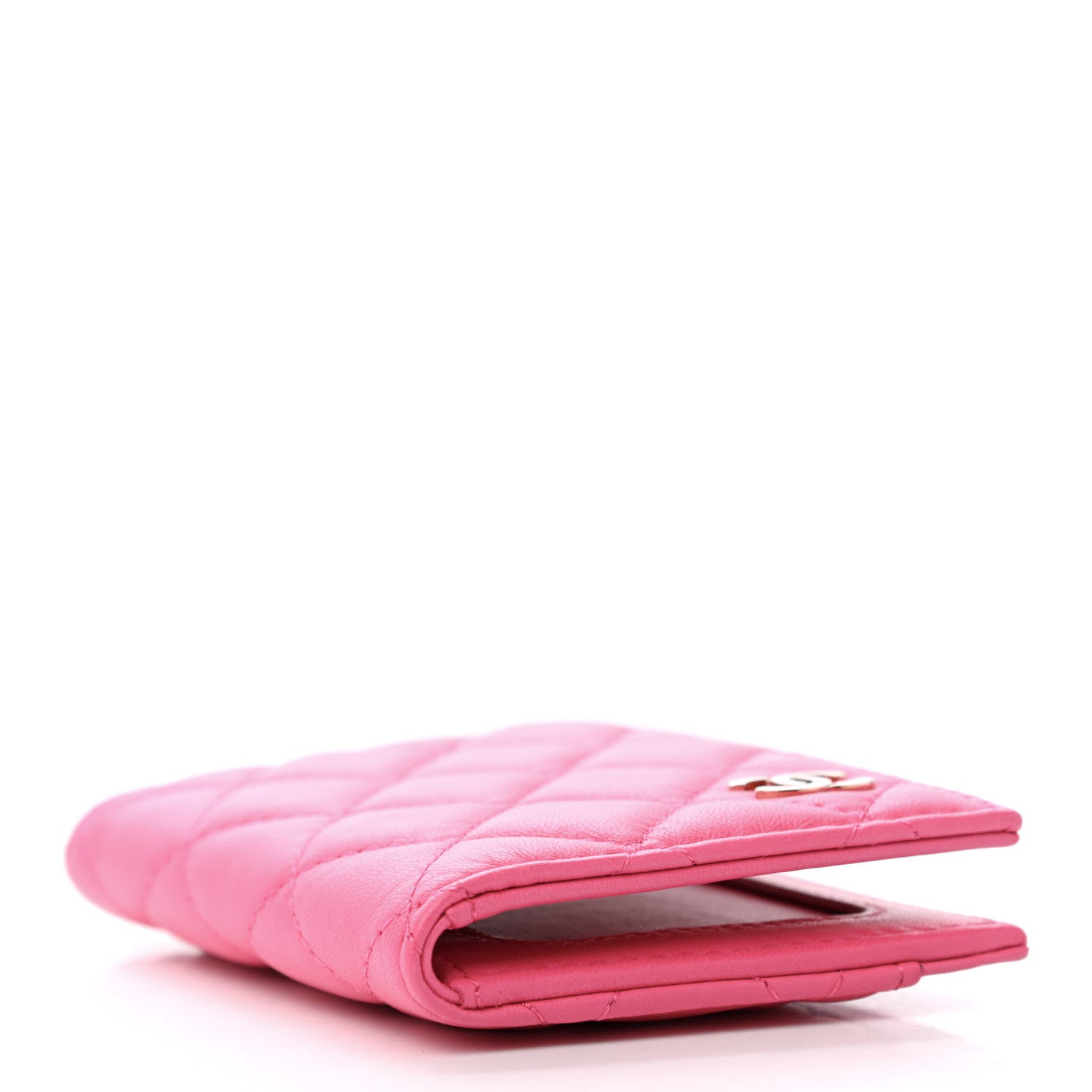 Chanel Lambskin Quilted Card Holder Wallet Fuchsia 3 of 4