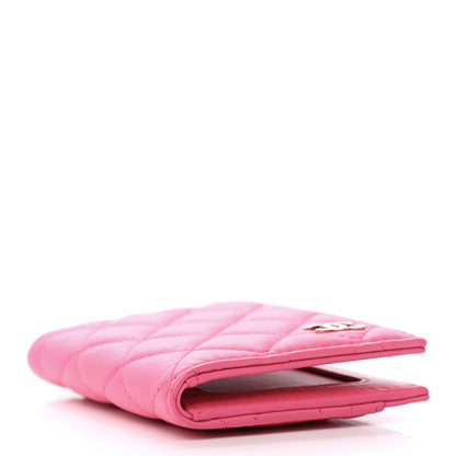 Chanel Lambskin Quilted Card Holder Wallet Fuchsia 3 of 4