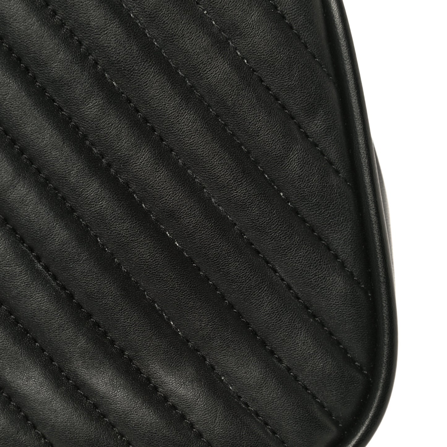 Lambskin Reverse Chevron Quilted Round Top Handle Flap Black