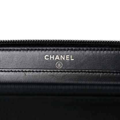 Chanel Lambskin Quilted Boy Zip Around Wallet Black 6 of 16