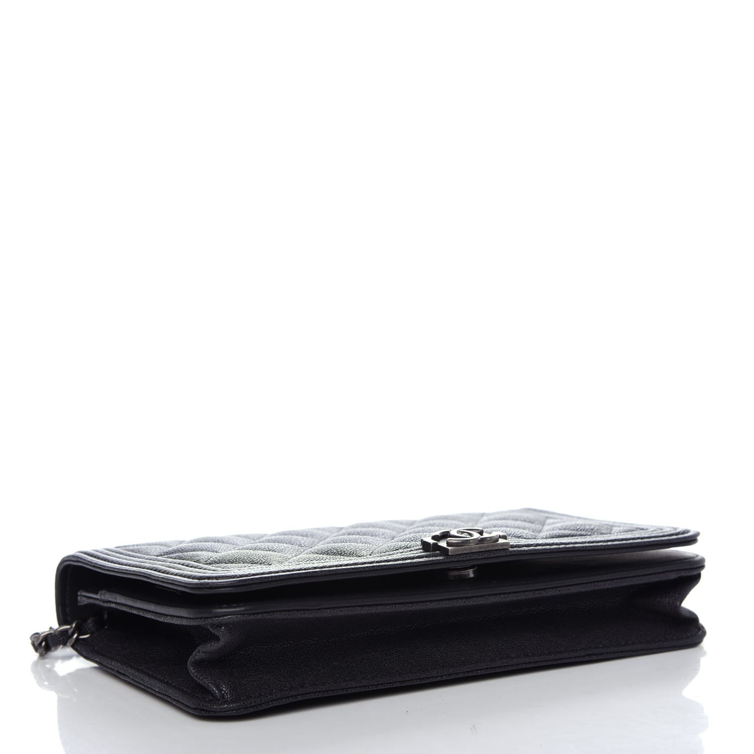 Chanel Caviar Quilted Boy Wallet On Chain WOC Charcoal 4 of 11