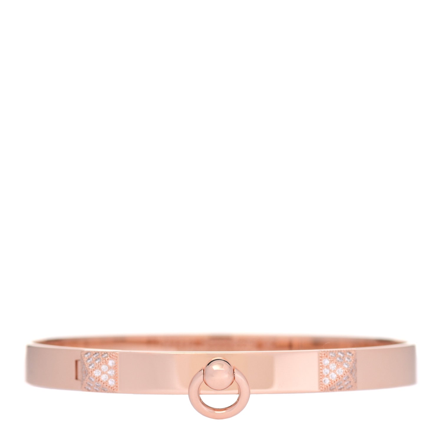 Hermes 18K Rose Gold Diamond PM Collier De Chien Bracelet SH 1 of 5