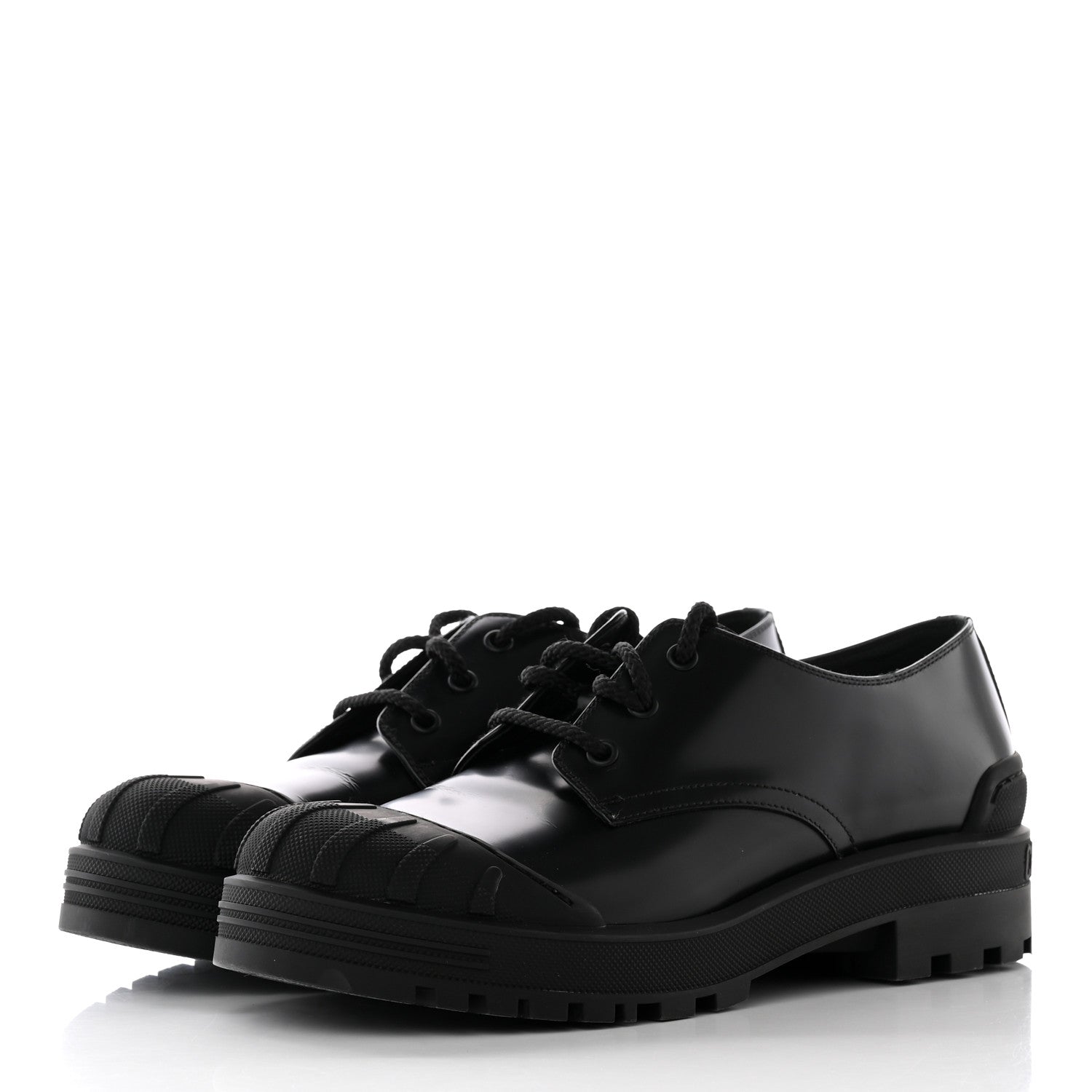 Christian Dior Brushed Calfskin Rubber Dioriron Derby Flat Shoes 41 Black 3 of 23