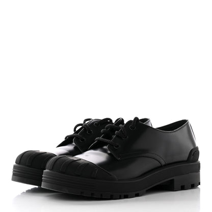 Christian Dior Brushed Calfskin Rubber Dioriron Derby Flat Shoes 41 Black 3 of 23