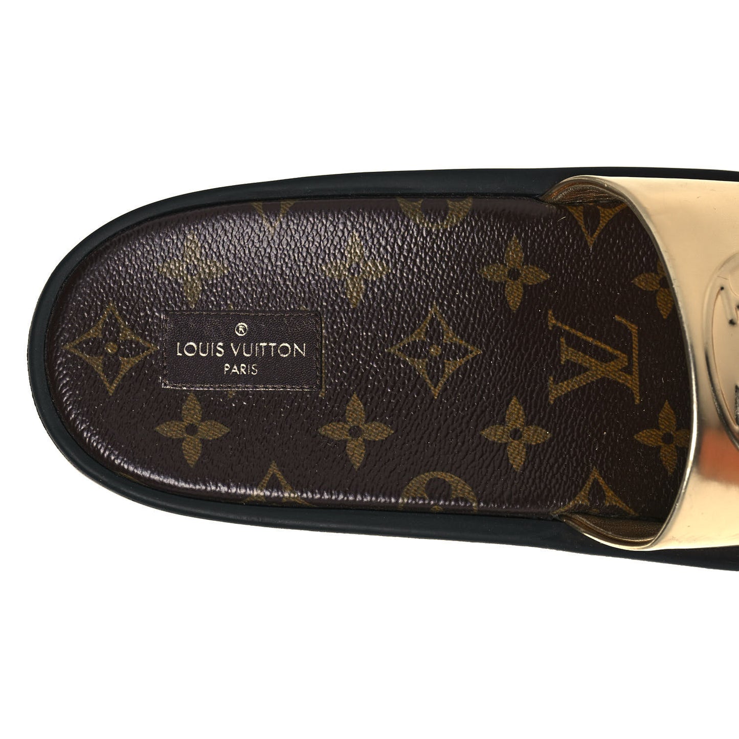 Metallic Calfskin Sunbath Slide Sandals 38 Gold