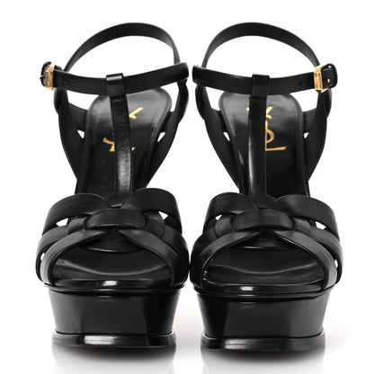 Saint Laurent Calfskin Tribute 105 Platform Sandals 38.5 Black 3 of 13